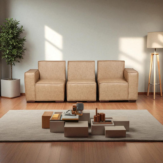 Sofá Modular Fortaleza 3 Cuerpos de Cuero Reconstituido