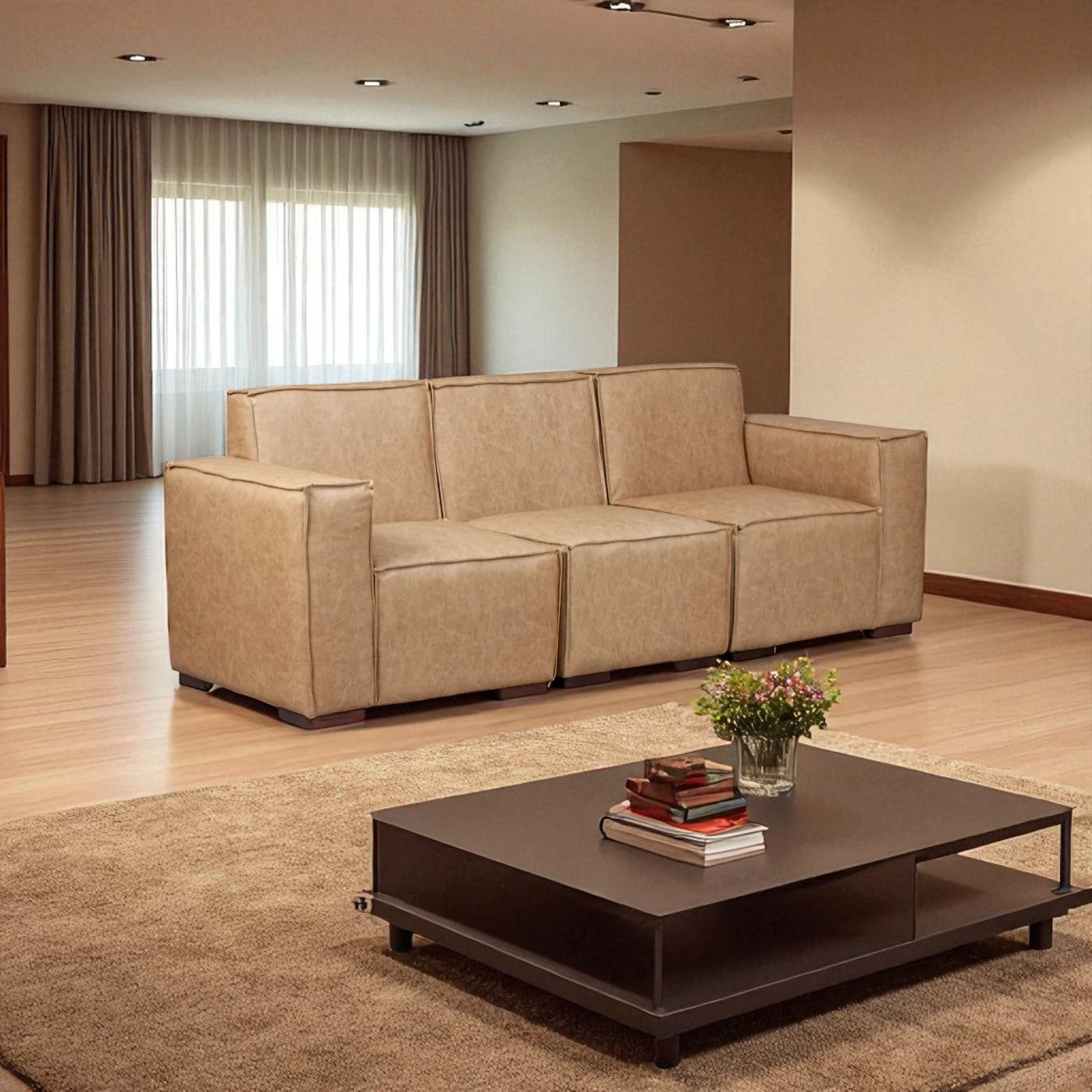 Sofá Modular Fortaleza 3 Cuerpos de Cuero Reconstituido