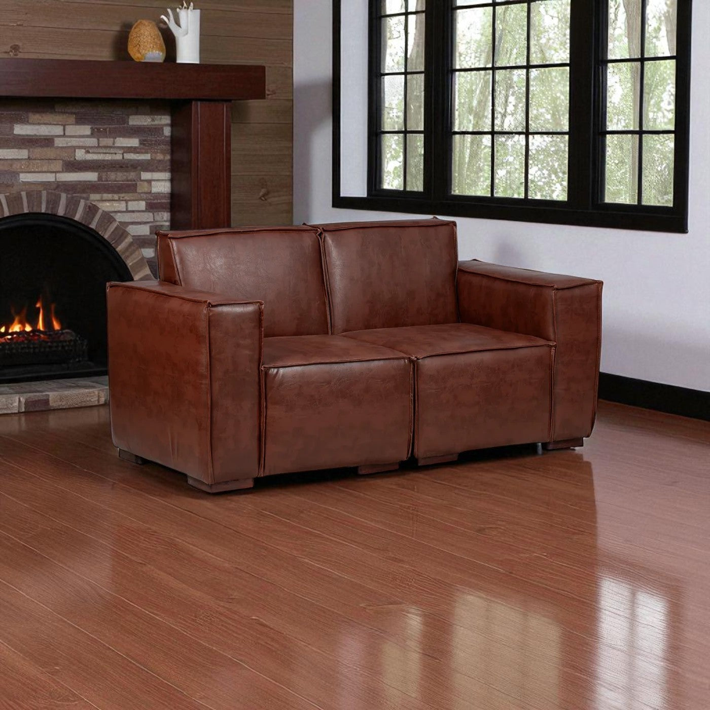 Sofá Modular Fortaleza 2 Cuerpos de Cuero Reconstituido