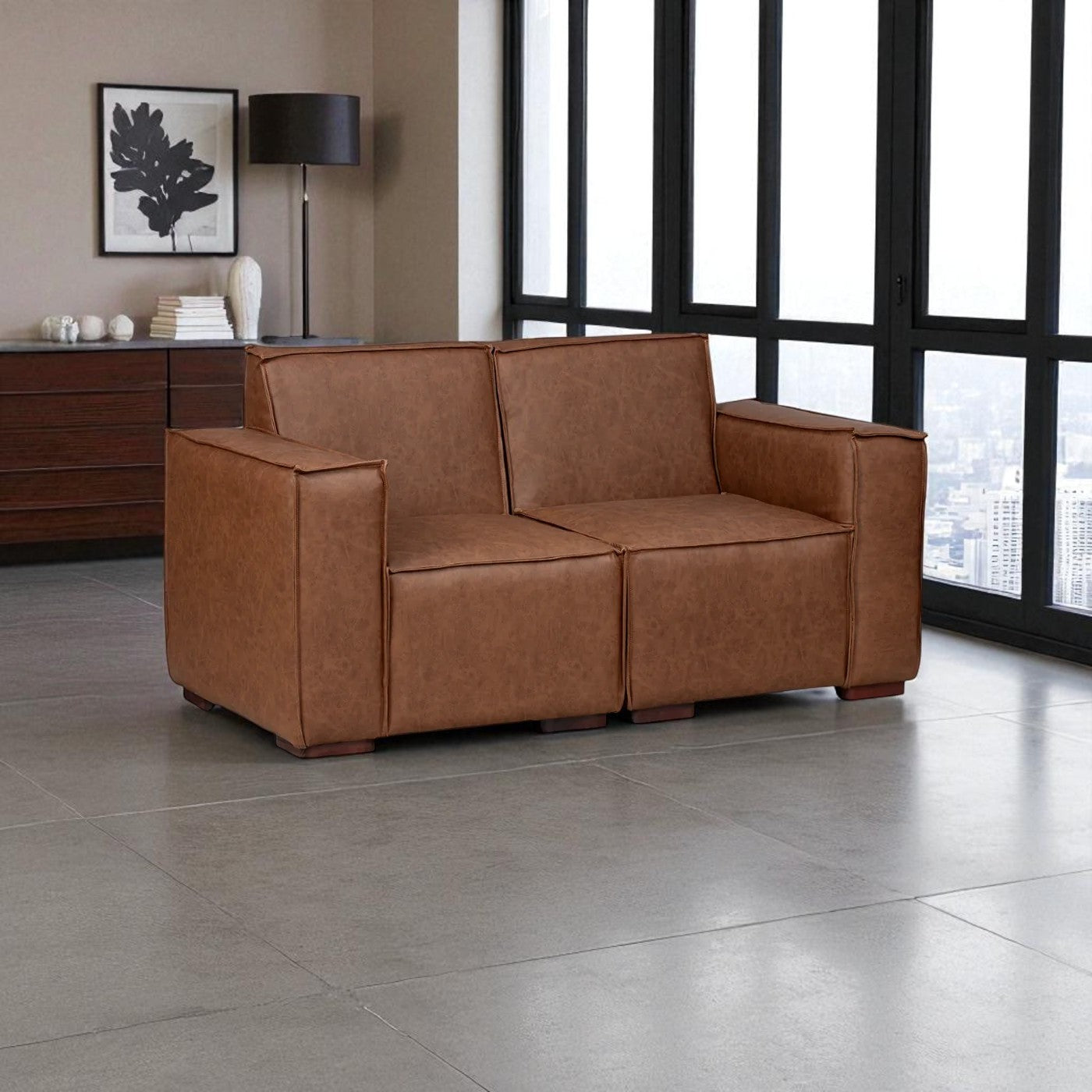 Sofá Modular Fortaleza 2 Cuerpos de Cuero Reconstituido