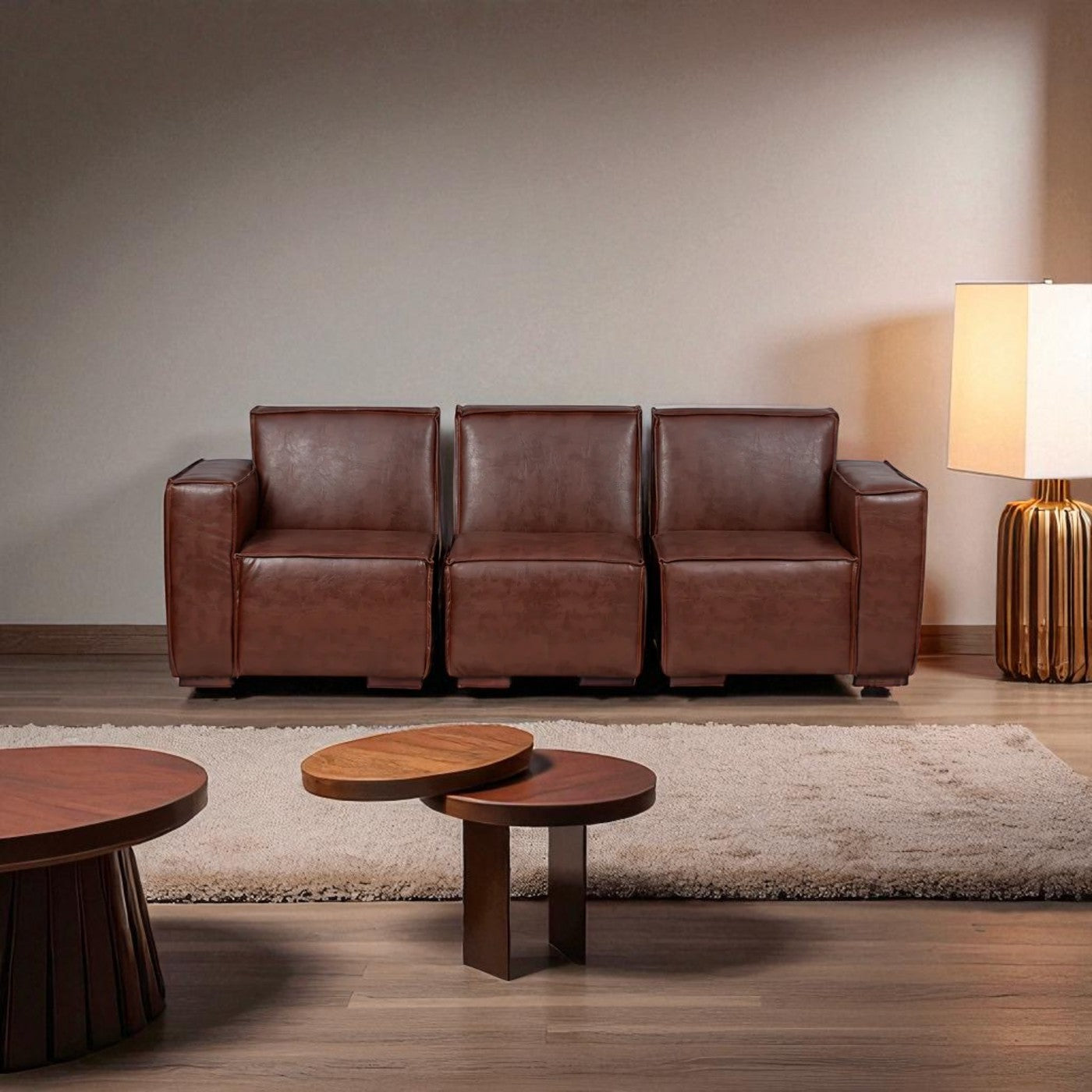 Sofá Modular Fortaleza 3 Cuerpos de Cuero Reconstituido