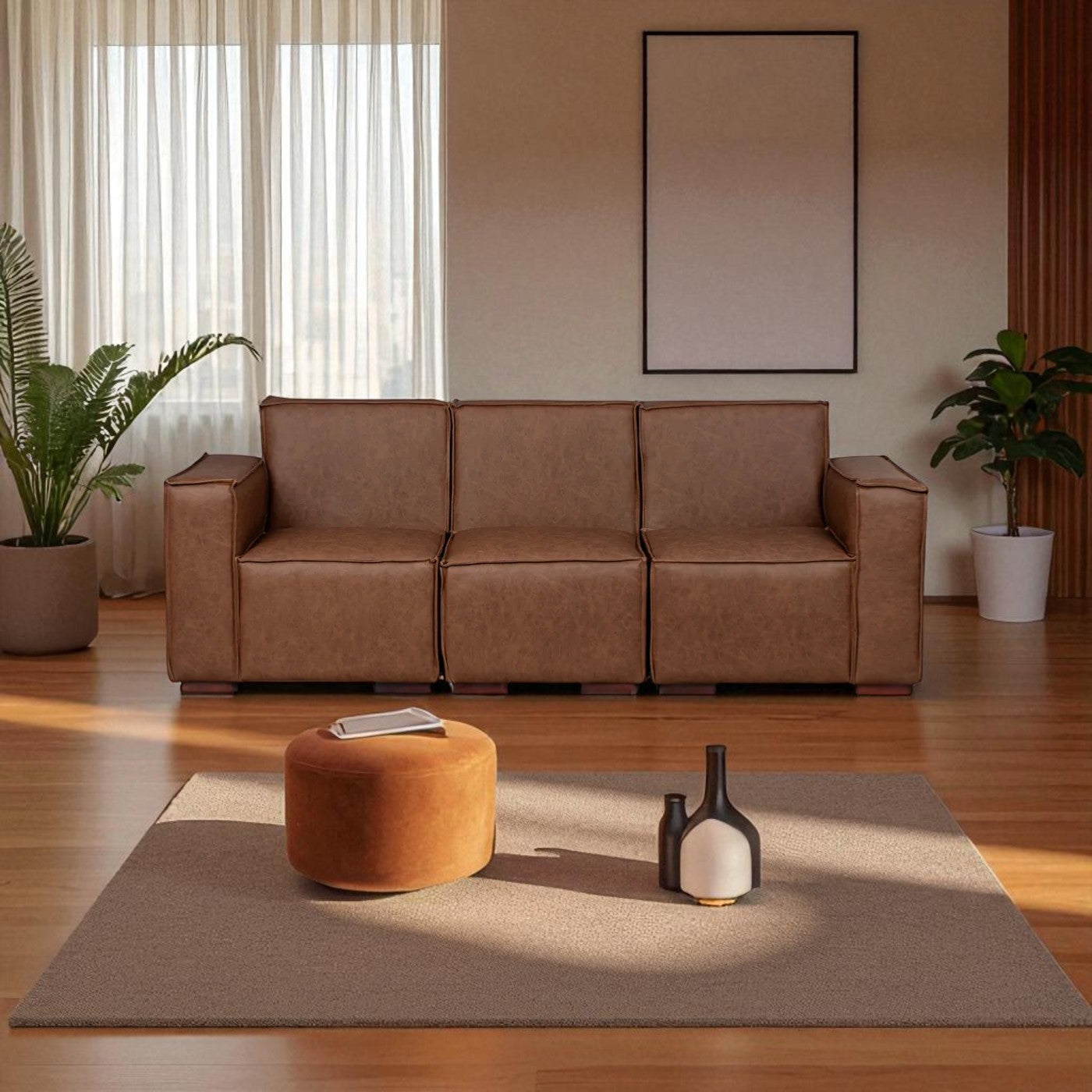 Sofá Modular Fortaleza 3 Cuerpos de Cuero Reconstituido