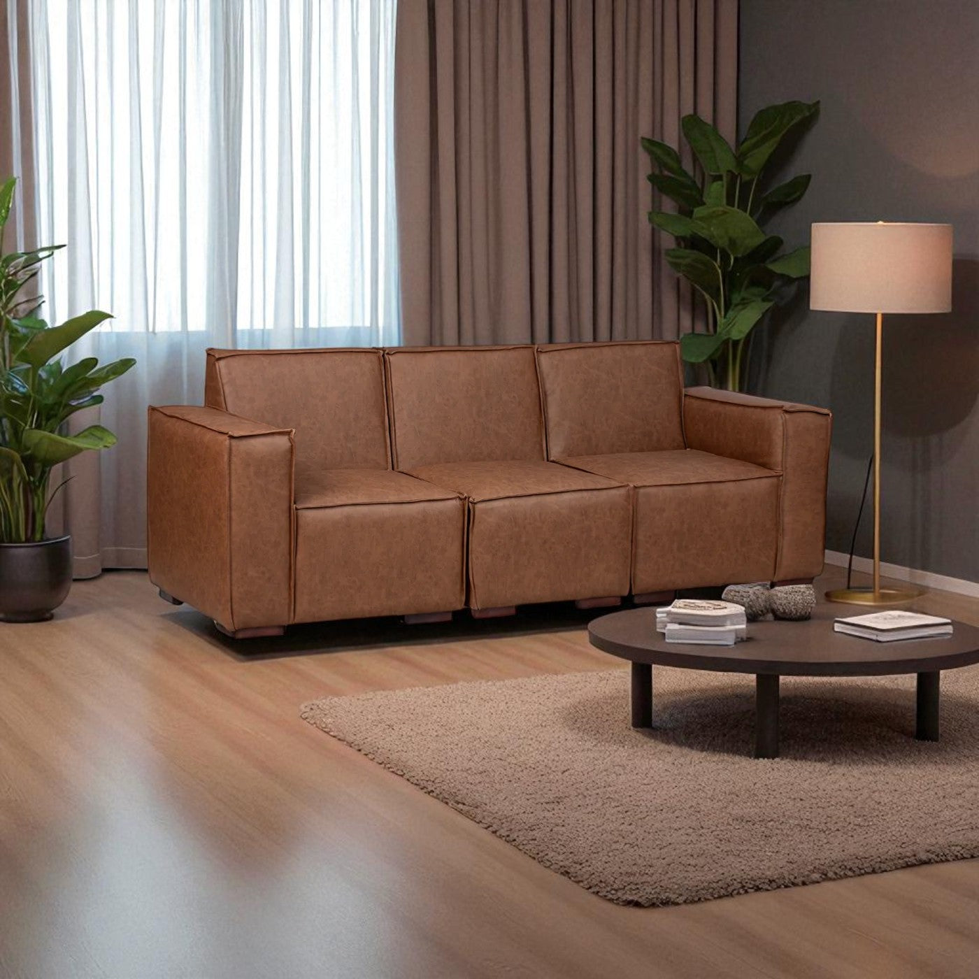 Sofá Modular Fortaleza 3 Cuerpos de Cuero Reconstituido