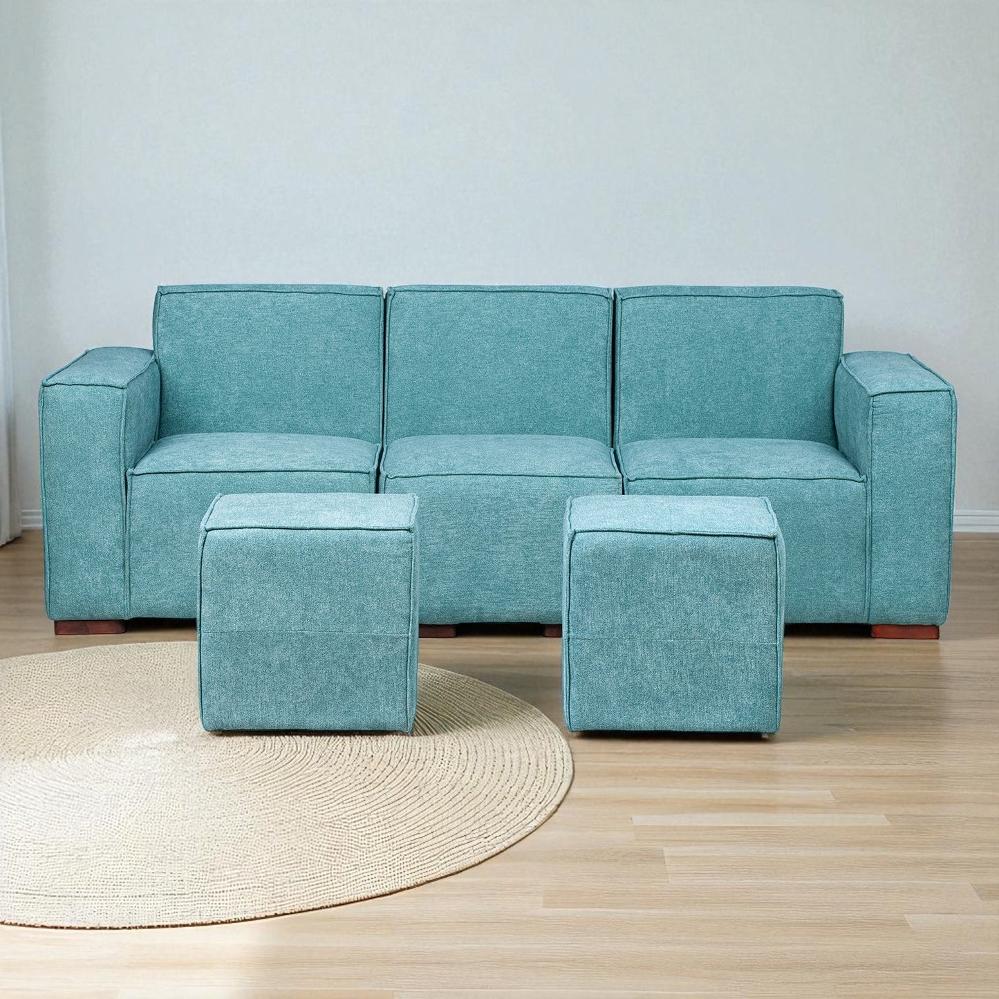 Sofá Modular Fortaleza 3 Cuerpos y 2 Poufs Lino Finesse