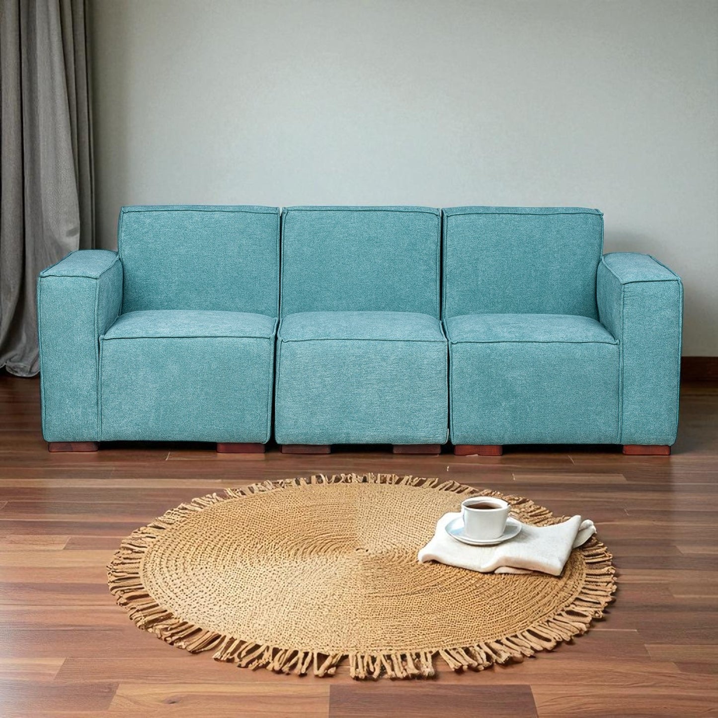 Sofá Modular Fortaleza 3 Cuerpos y 2 Poufs Lino Finesse