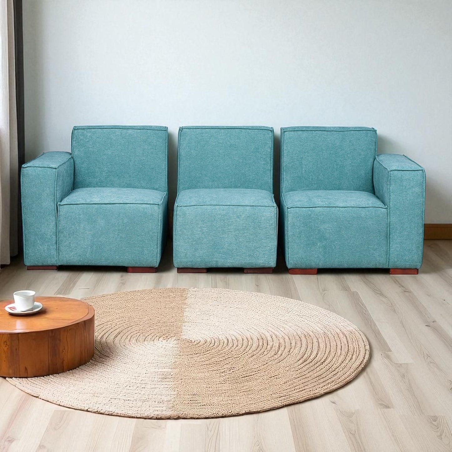 Sofá Modular Fortaleza 3 Cuerpos y 2 Poufs Lino Finesse