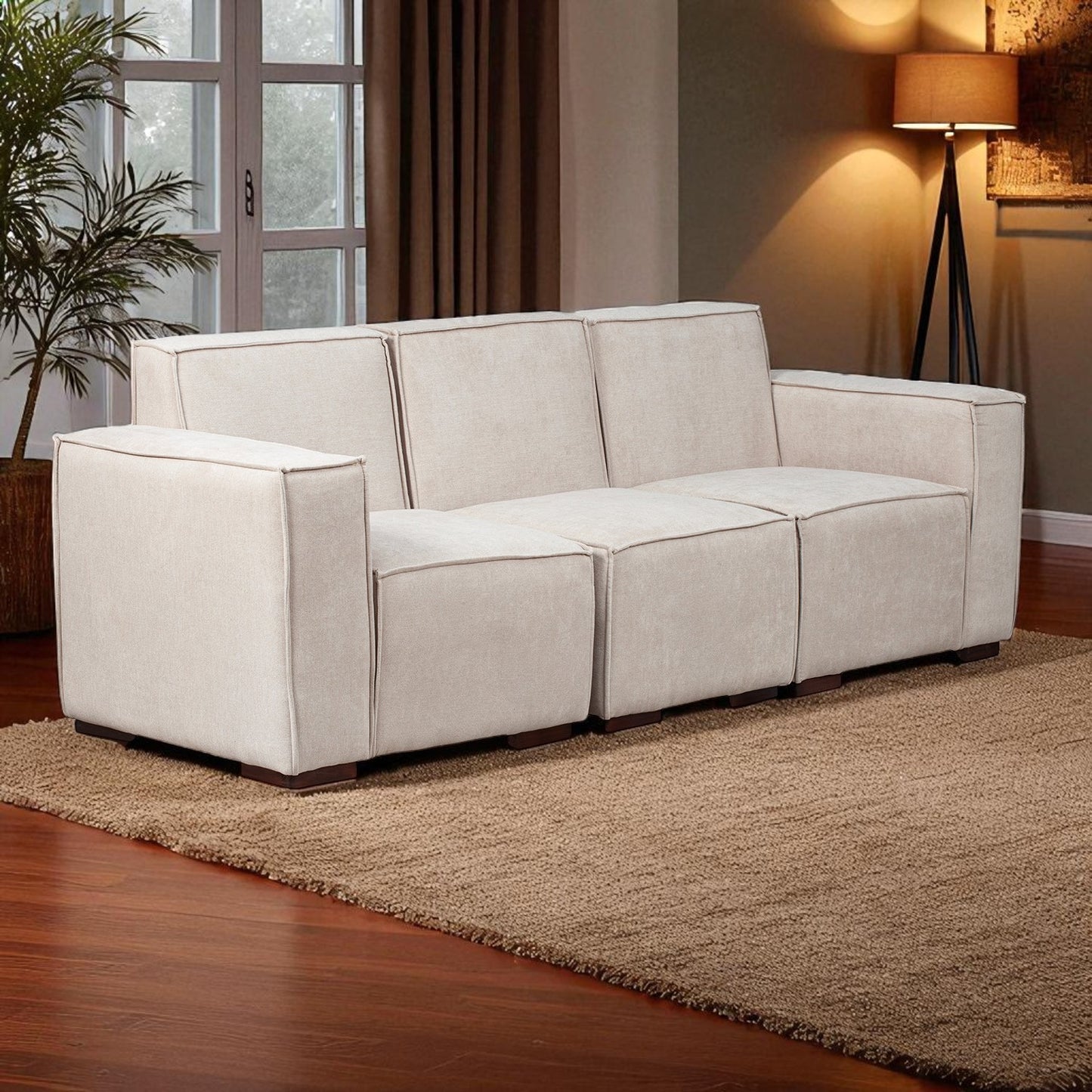 Sofá Modular Fortaleza 3 Cuerpos y 2 Poufs Lino Finesse