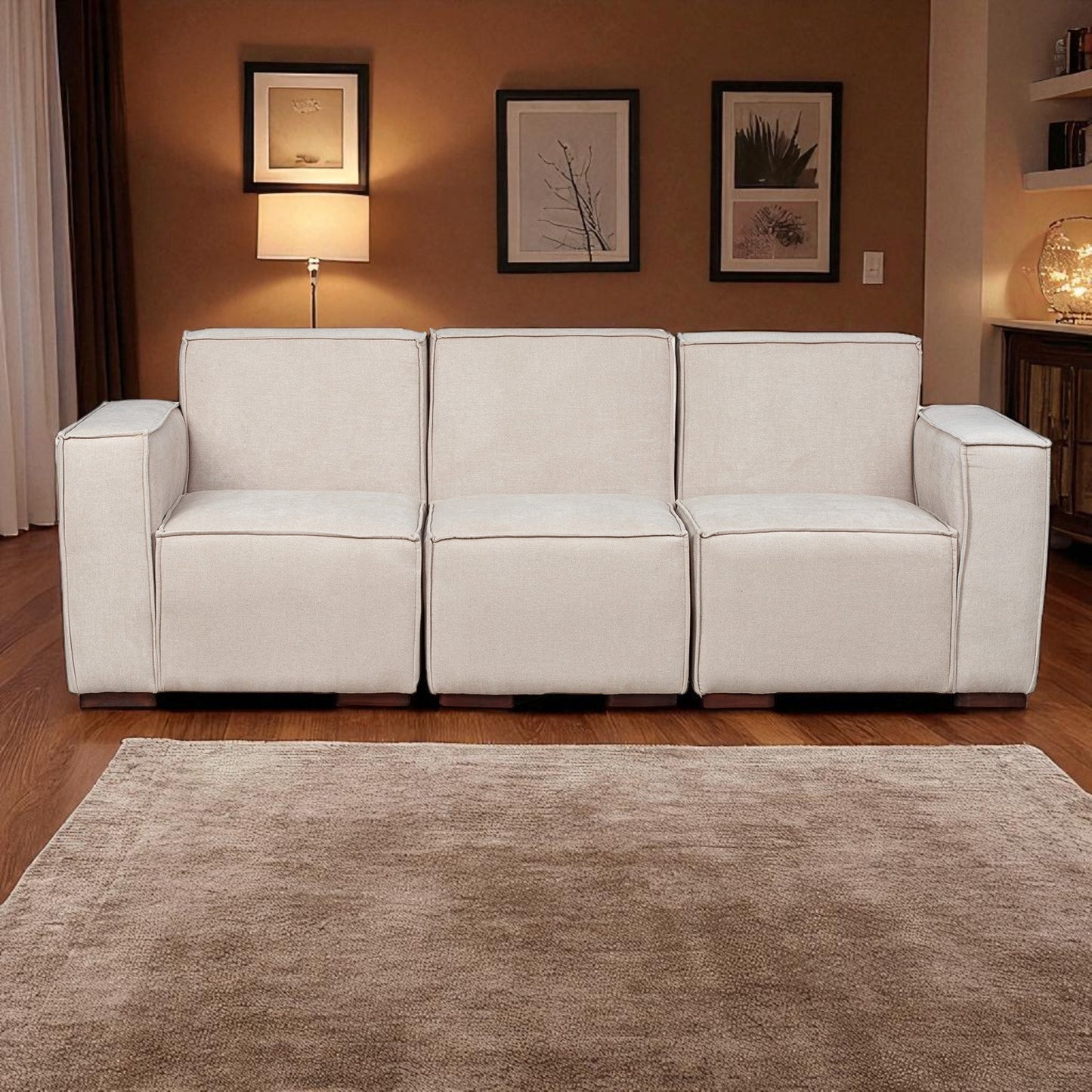 Sofá Modular Fortaleza 3 Cuerpos y 2 Poufs Lino Finesse