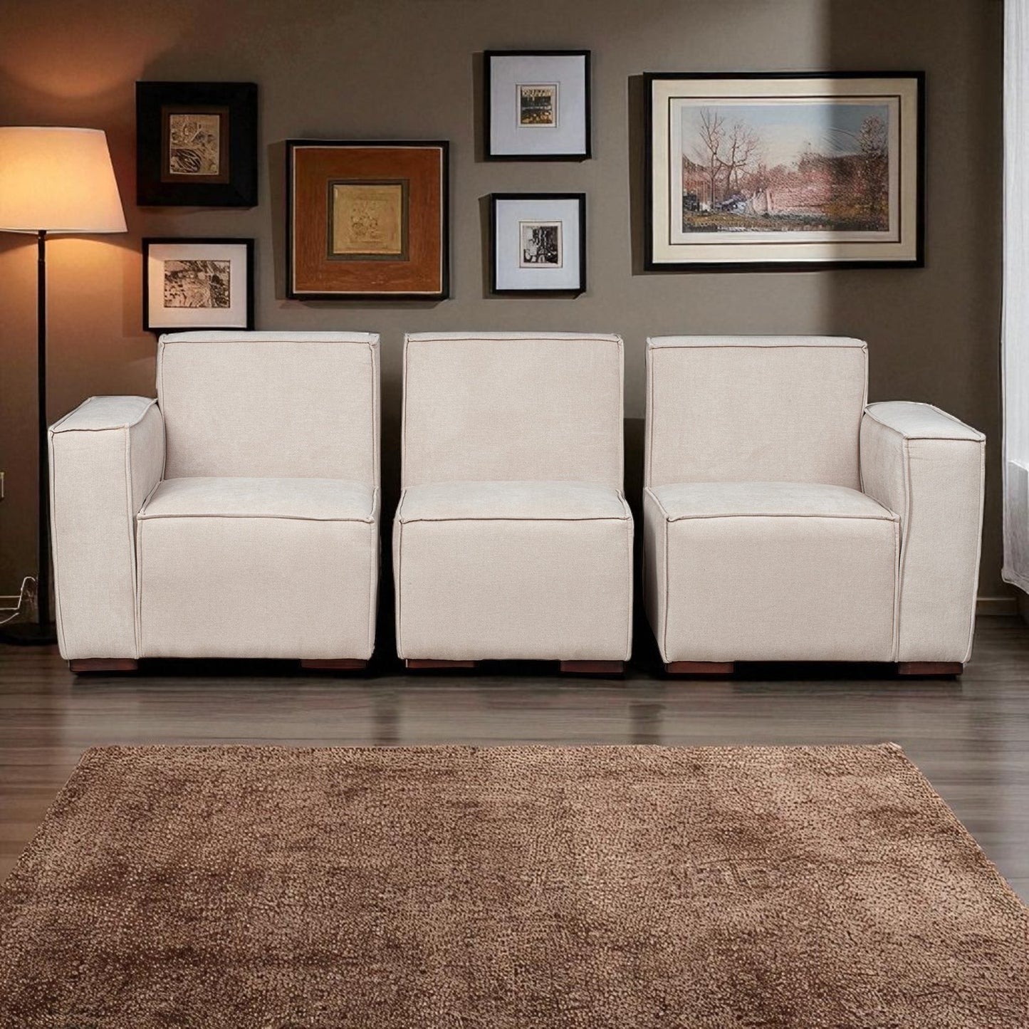 Sofá Modular Fortaleza 3 Cuerpos y 2 Poufs Lino Finesse