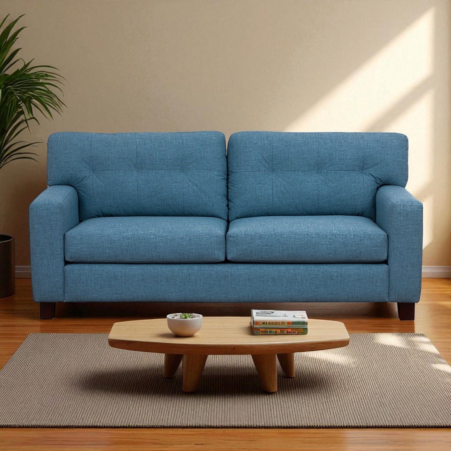 Sofá Francfort de 3 Cuerpos - Cuero Sintético Benevento - Azul Petróleo