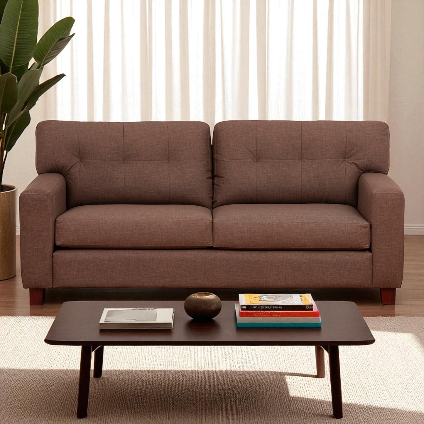 Sofá Francfort de 3 Cuerpos - Cuero Sintético Benevento Café