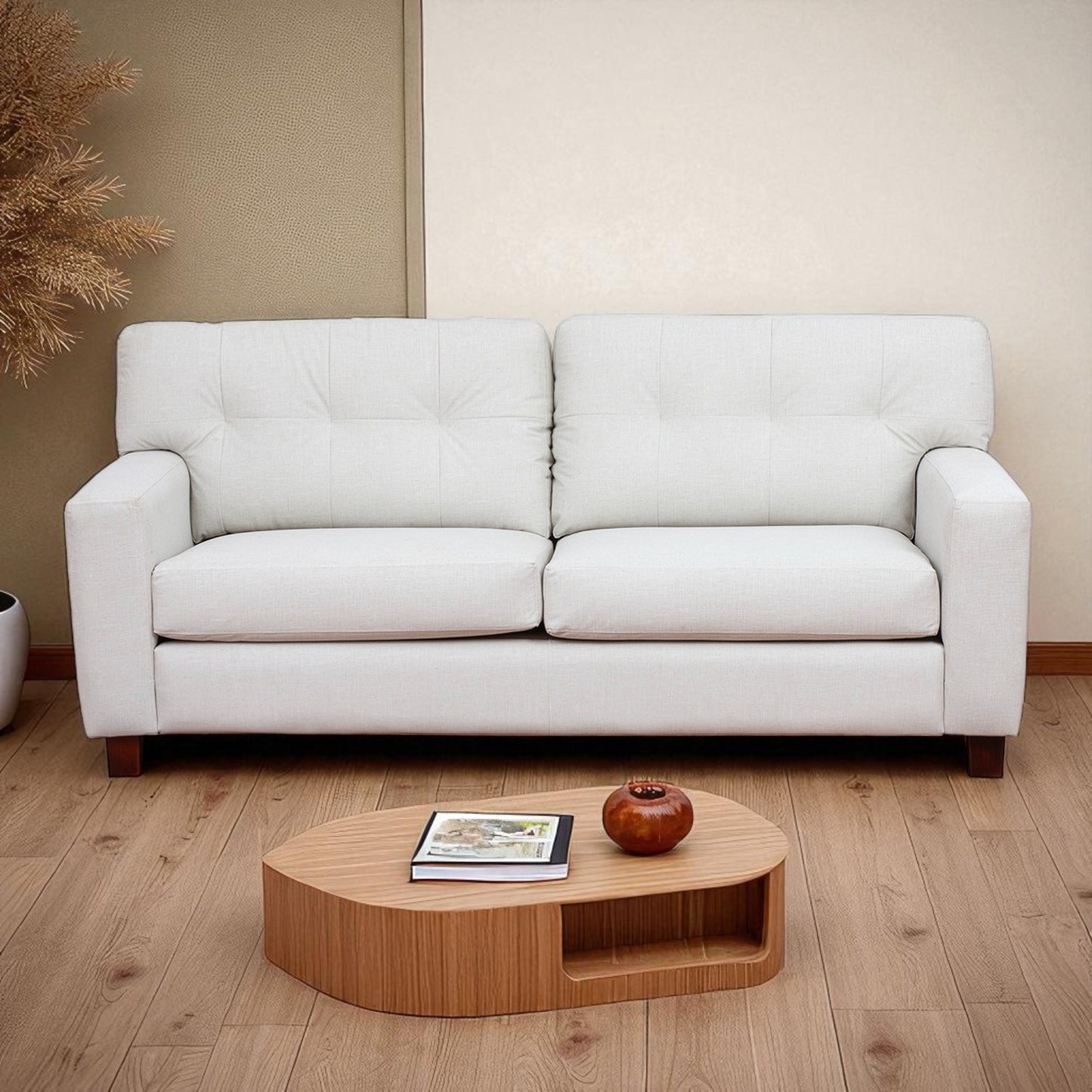 Sofá Francfort de 3 Cuerpos - Cuero Sintético Benevento Perla