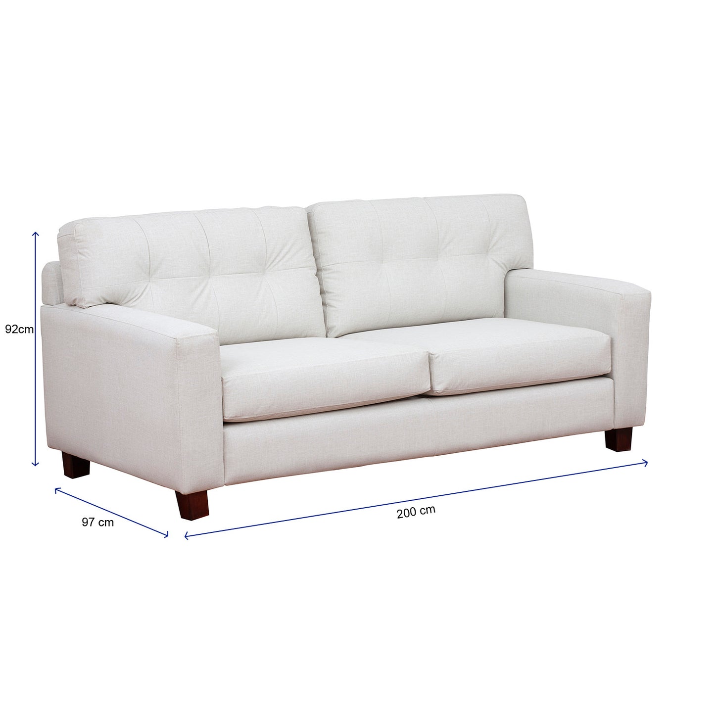 Sofá Francfort de 3 Cuerpos - Cuero Sintético Benevento Perla